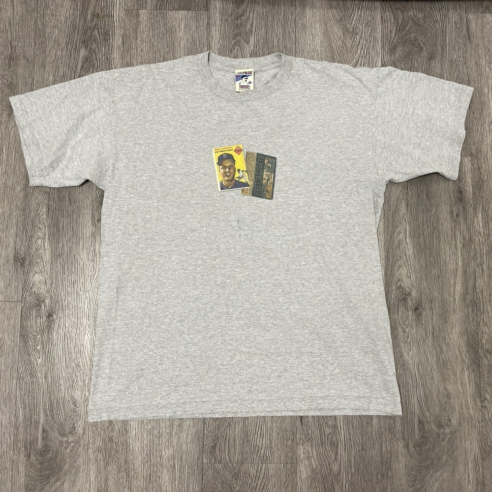 VTG Moonlight Graham T-Shirt Men's Large Gray Brookyln Dodgers Tommy Lasorda USA